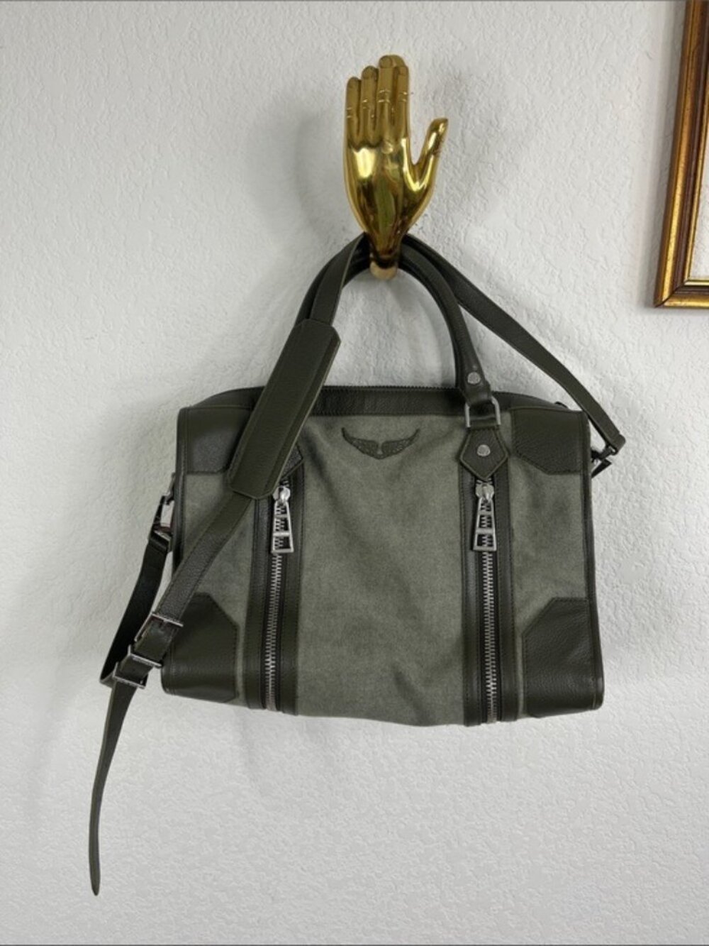 Zadig&Voltaire Leather Canvas Sunny Dual Strap Tote Carry All Bag